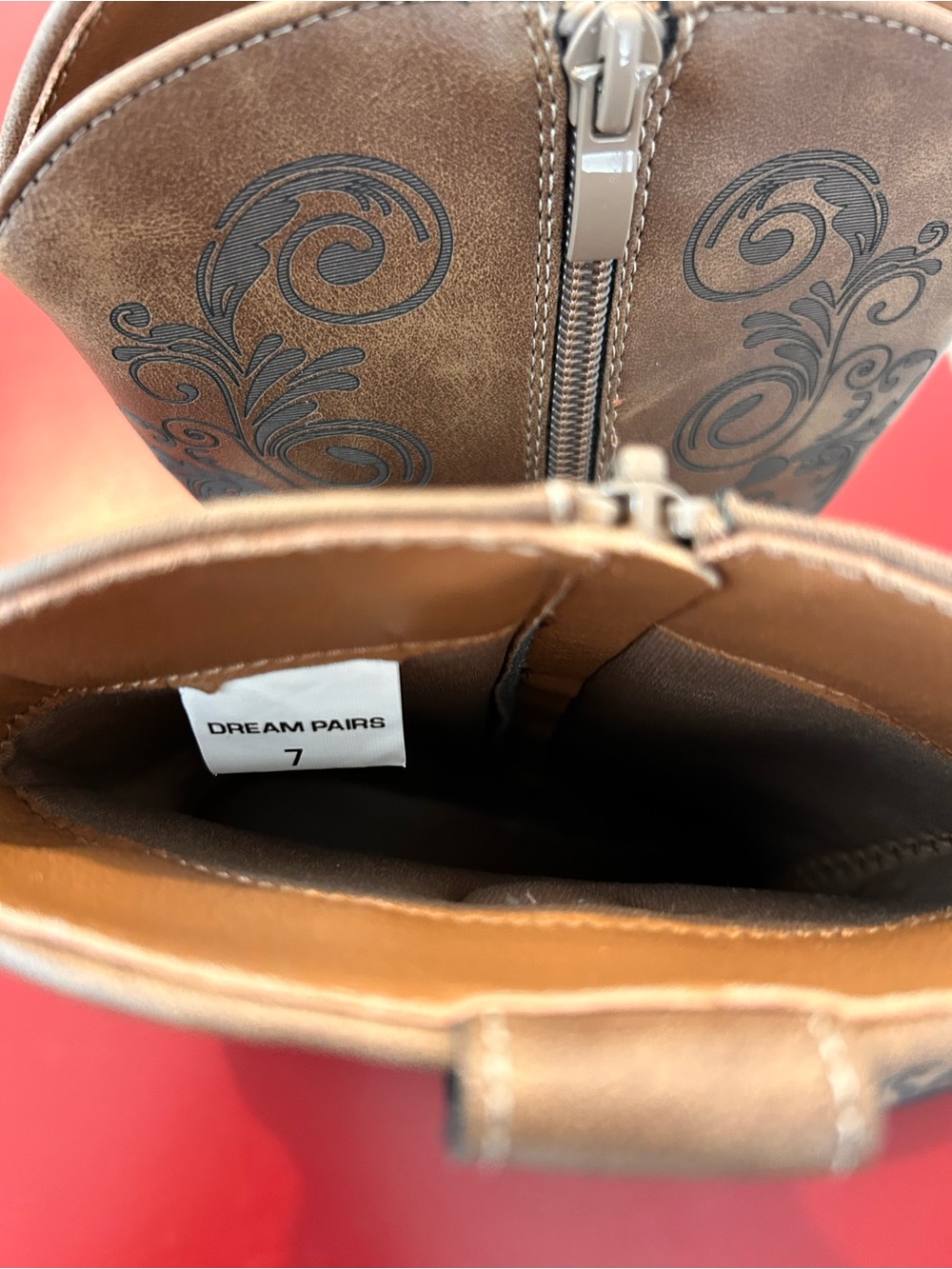 Dream Pairs Size 7 Brown Embroidered Western Short Boots - Picture 11 of 12